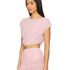 NWT- Camila Coelho Yara Crop Top in Pink Ruched Side Size Large Women’s